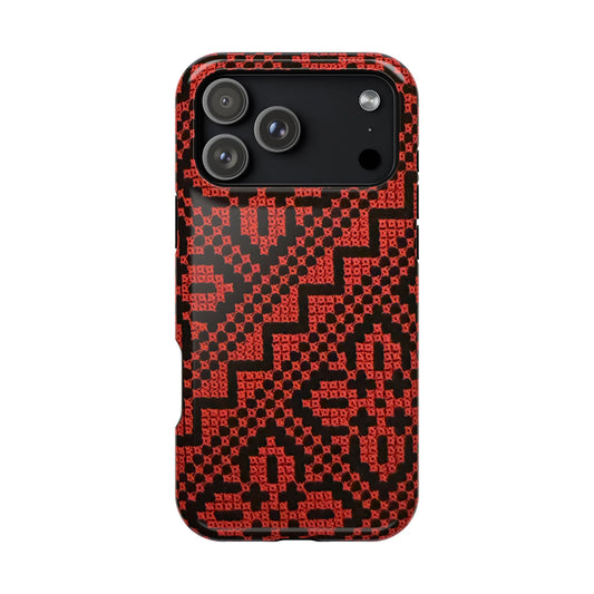 Red and Black Tatreez Design - Iphone Magnetic Tough Case