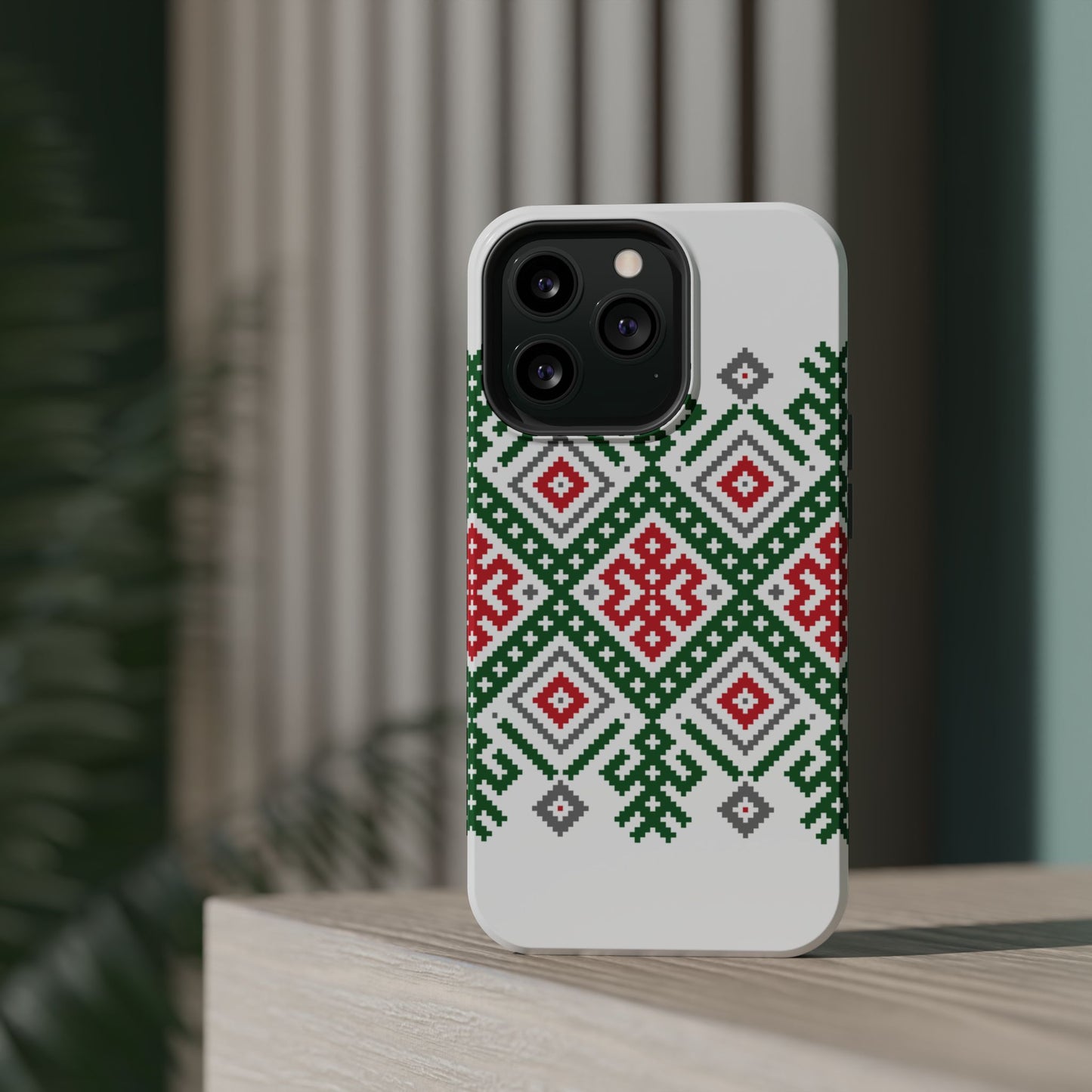 Red white Green and Black  Geometric Design Iphone Magnetic Tough Case
