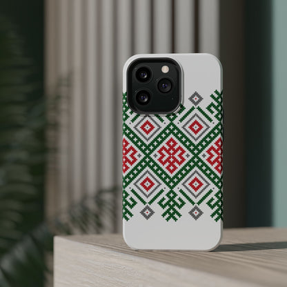 Red white Green and Black  Geometric Design Iphone Magnetic Tough Case