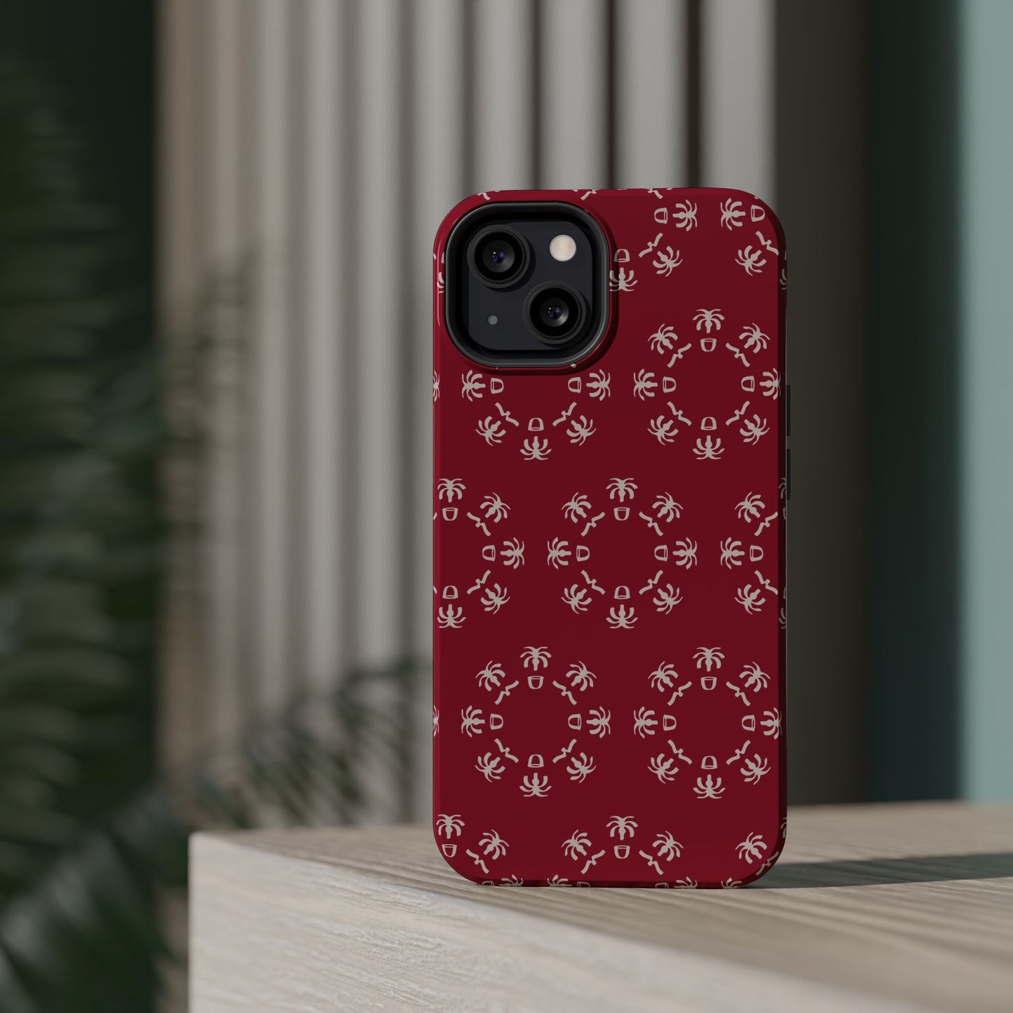 Palm Trees and coffee cups Geometric circle  Design - Iphone Magnetic Tough Case
