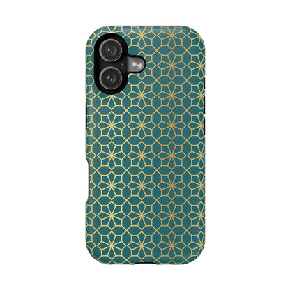 Gold and Green Flower Design - Iphone Magnetic Tough Case