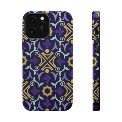 Geometric Purple and Gold Design Iphone Magnetic Tough Case