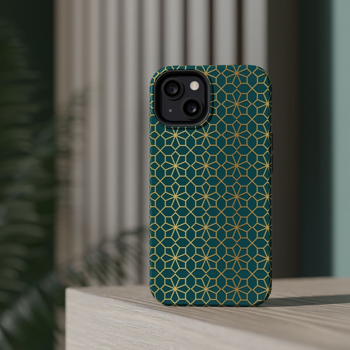 Gold and Green Flower Design - Iphone Magnetic Tough Case