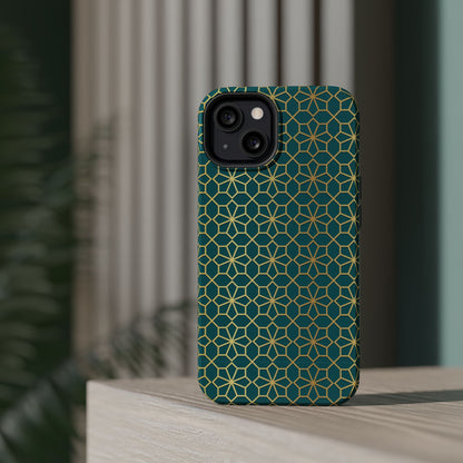 Gold and Green Flower Design - Iphone Magnetic Tough Case