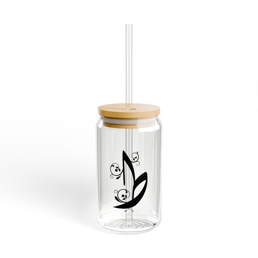Arabic Letter “Tah”  "ط" Monogram Sipper Glass, 16oz | Eco-Friendly Beverage Container | Perfect for Home, picnics, Gifts, and Parties