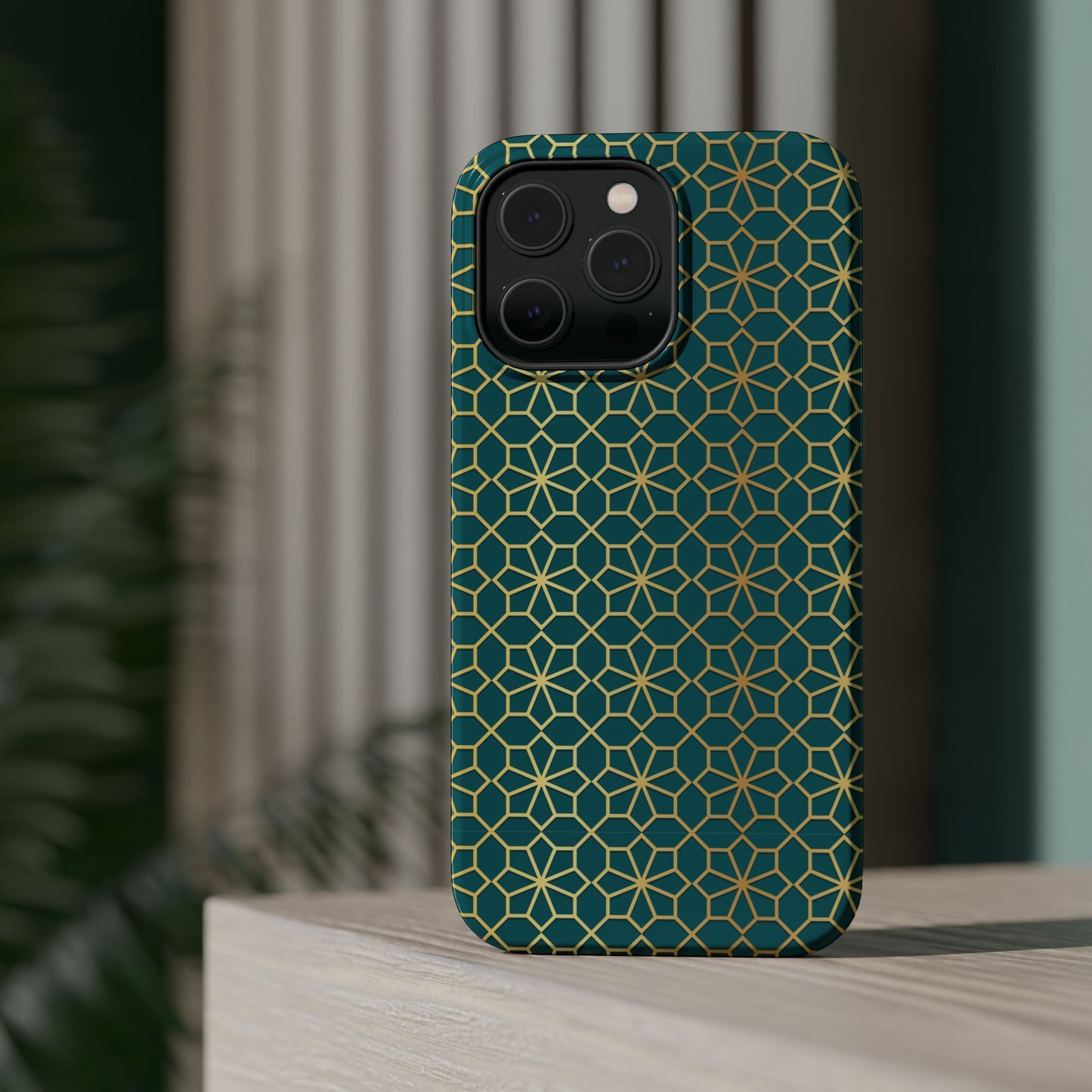 Gold and Green Flower Design - Iphone Magnetic Tough Case