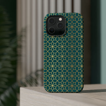 Gold and Green Flower Design - Iphone Magnetic Tough Case