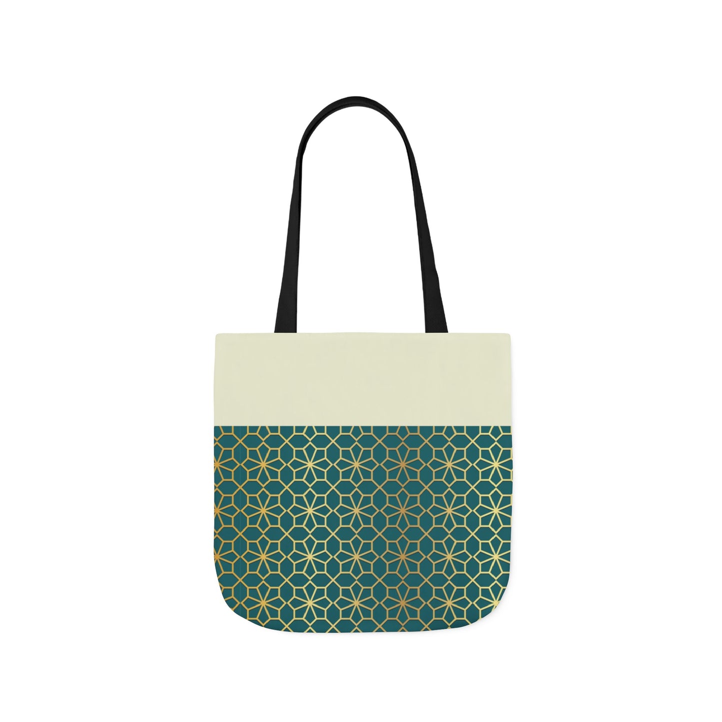 Gold and Green geometric Designs  Tote Bag, 2-Color Straps