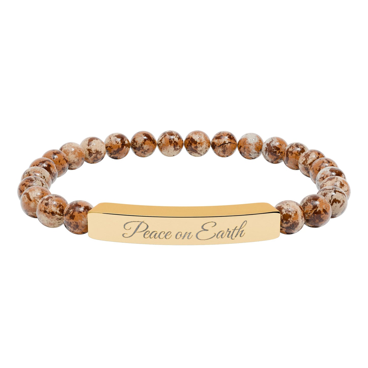 “Peace on Earth 🌍 ” Engraved Natural Stone Bracelet - Meaningful Gift for Mindfulness and Style