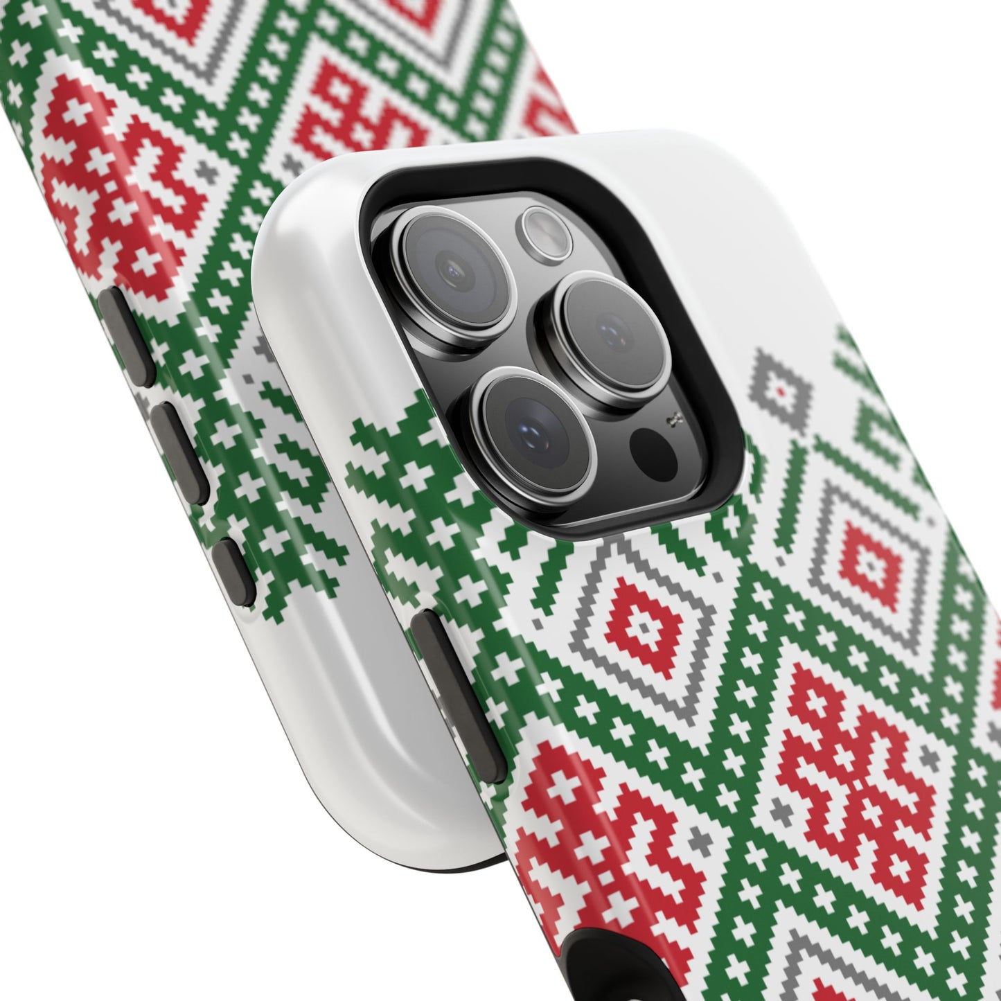 Red white Green and Black  Geometric Design Iphone Magnetic Tough Case