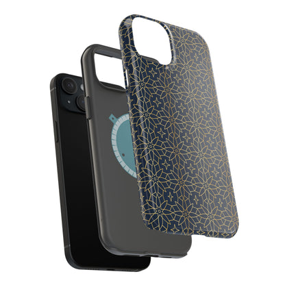 Navy and Gold Geometric Design Iphone Magnetic Tough Case