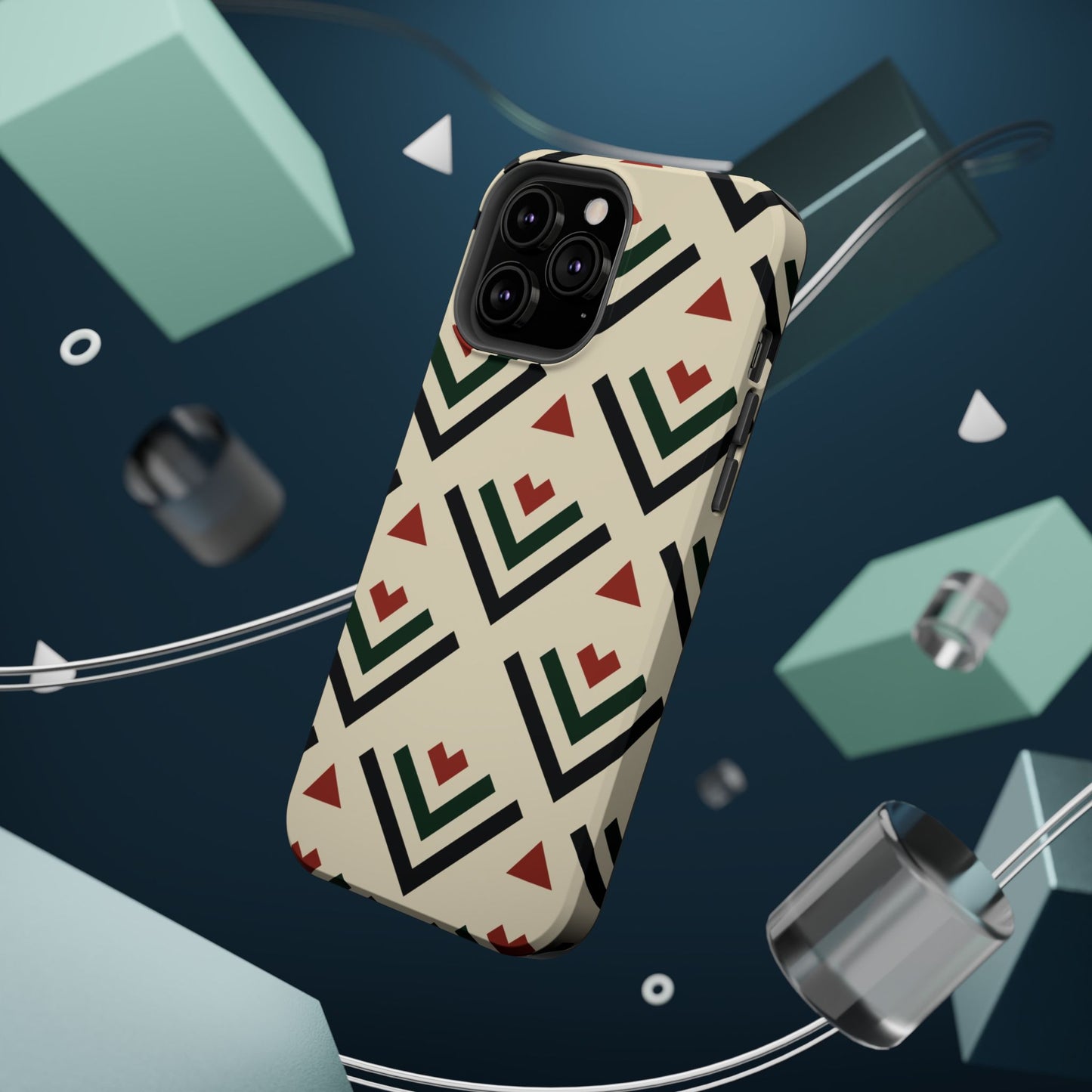 Red Black Green Geometric Design Iphone Magnetic Tough Case