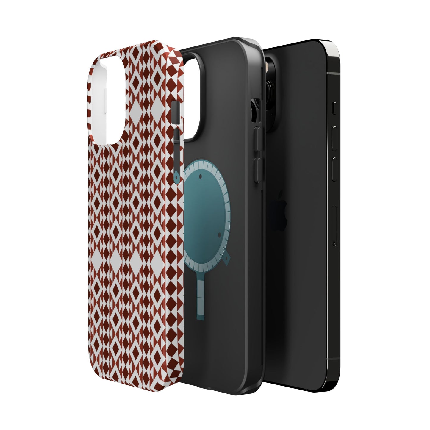 Red and White geometric Design Iphone Magnetic Tough Case