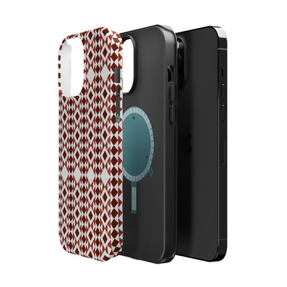 Red and White geometric Design Iphone Magnetic Tough Case