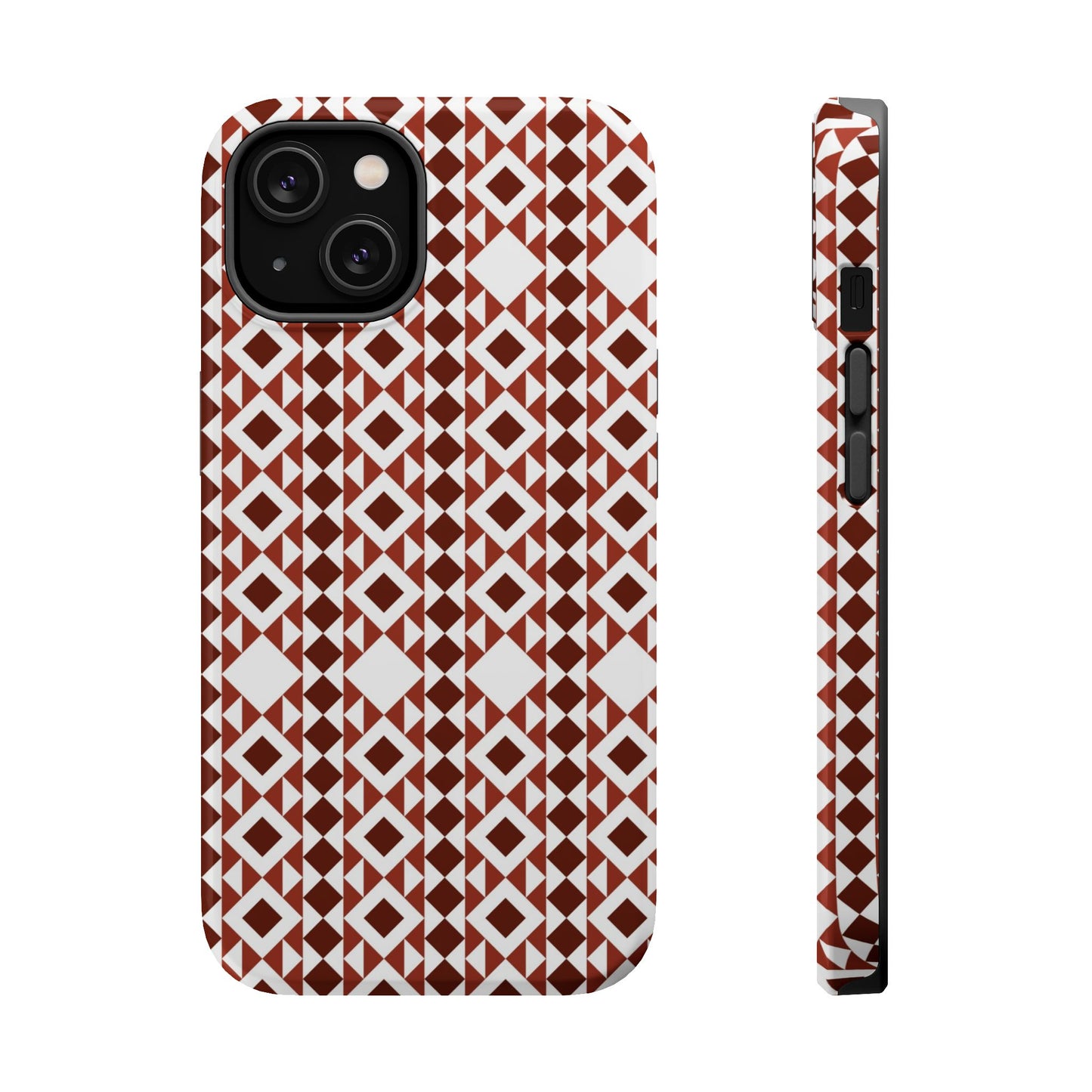 Red and White geometric Design Iphone Magnetic Tough Case