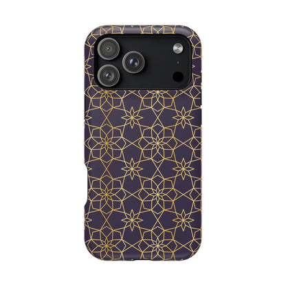 Gold and Purple Geometric Design Iphone Magnetic Tough Case