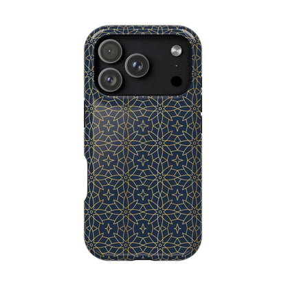Navy and Gold Geometric Design Iphone Magnetic Tough Case