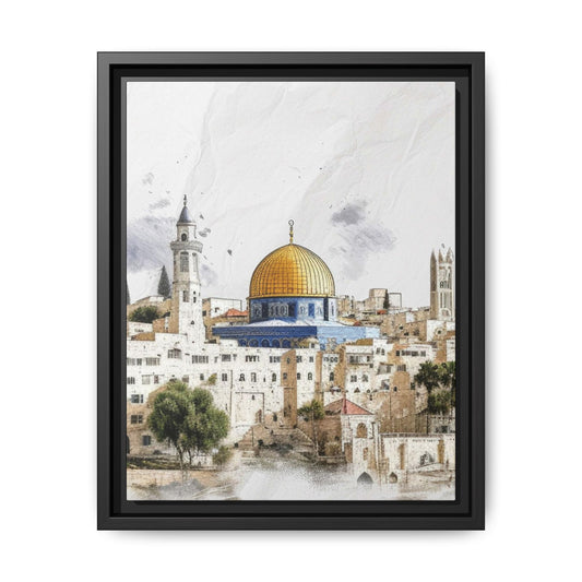 Jerusalem City Framed Canvas Art, Colorful Wall Decor, Bohemian Home Art, Travel Gift, Cultural Wall Hanging, Unique Housewarming Gift
