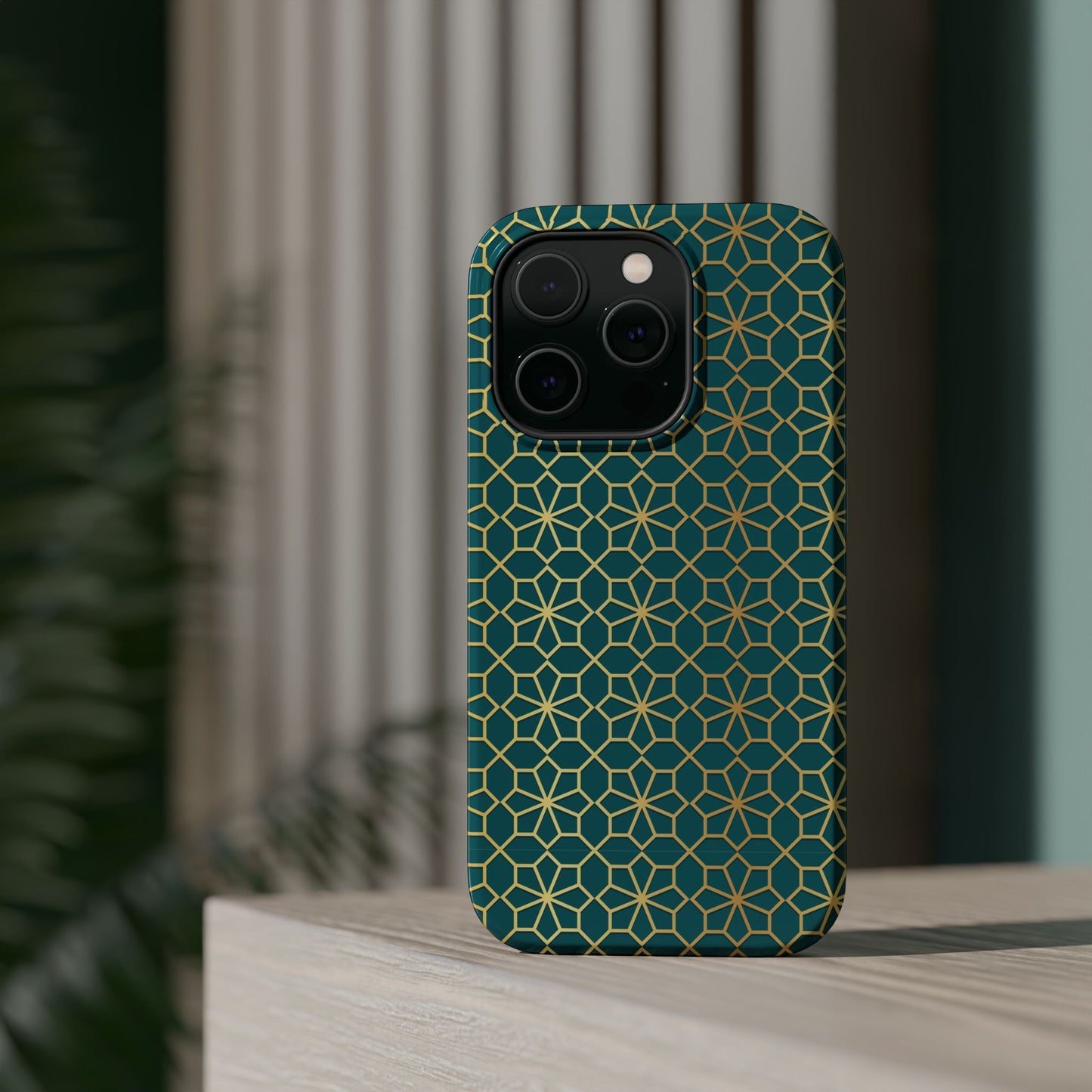 Gold and Green Flower Design - Iphone Magnetic Tough Case