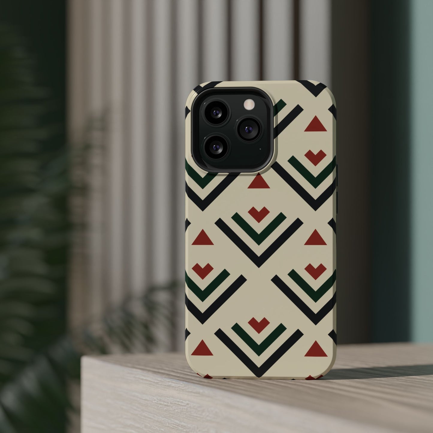 Red Black Green Geometric Design Iphone Magnetic Tough Case