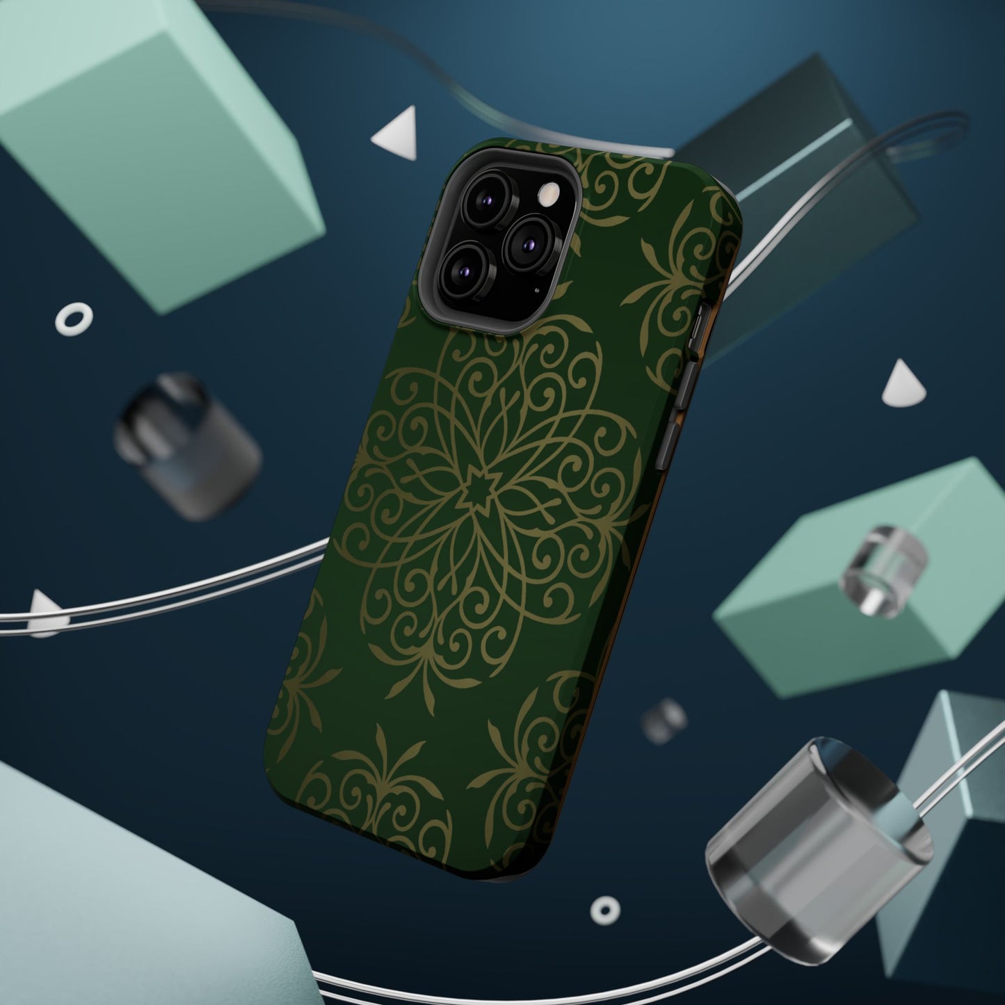 Gold and Green Flowery Design - Iphone Magnetic Tough Case