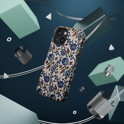 Blue ceramic Floral Design - Iphone Magnetic Tough Case