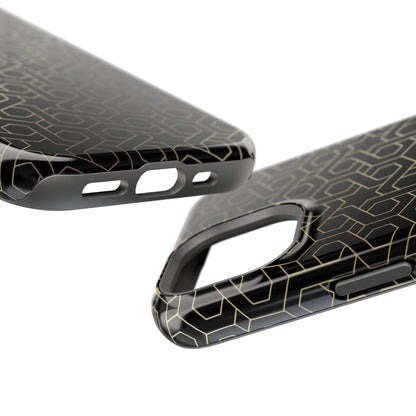 Black and Gold ⭐️ Geometric Design Iphone Magnetic Tough Case