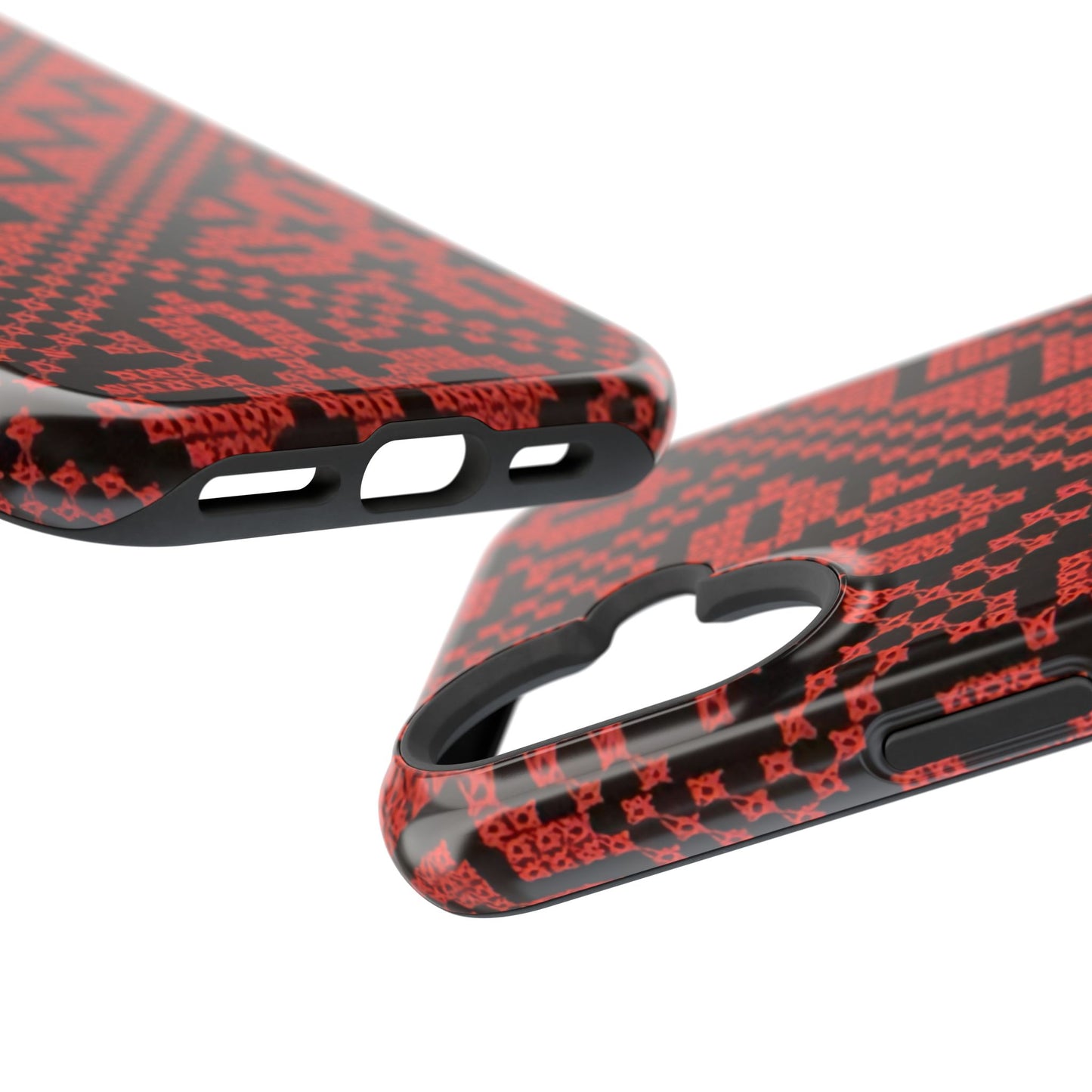 Red and Black Tatreez Design - Iphone Magnetic Tough Case