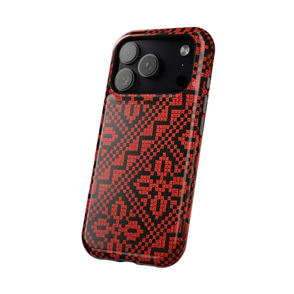 Red and Black Tatreez Design - Iphone Magnetic Tough Case