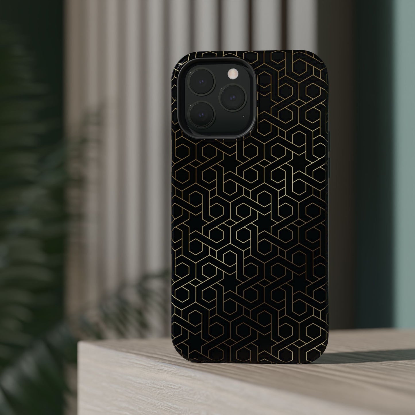 Black and Gold ⭐️ Geometric Design Iphone Magnetic Tough Case
