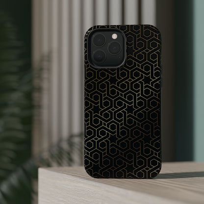 Black and Gold ⭐️ Geometric Design Iphone Magnetic Tough Case