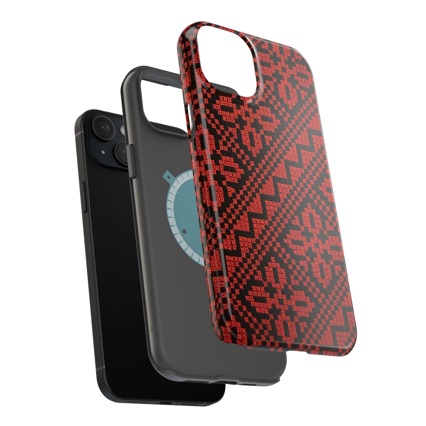 Red and Black Tatreez Design - Iphone Magnetic Tough Case