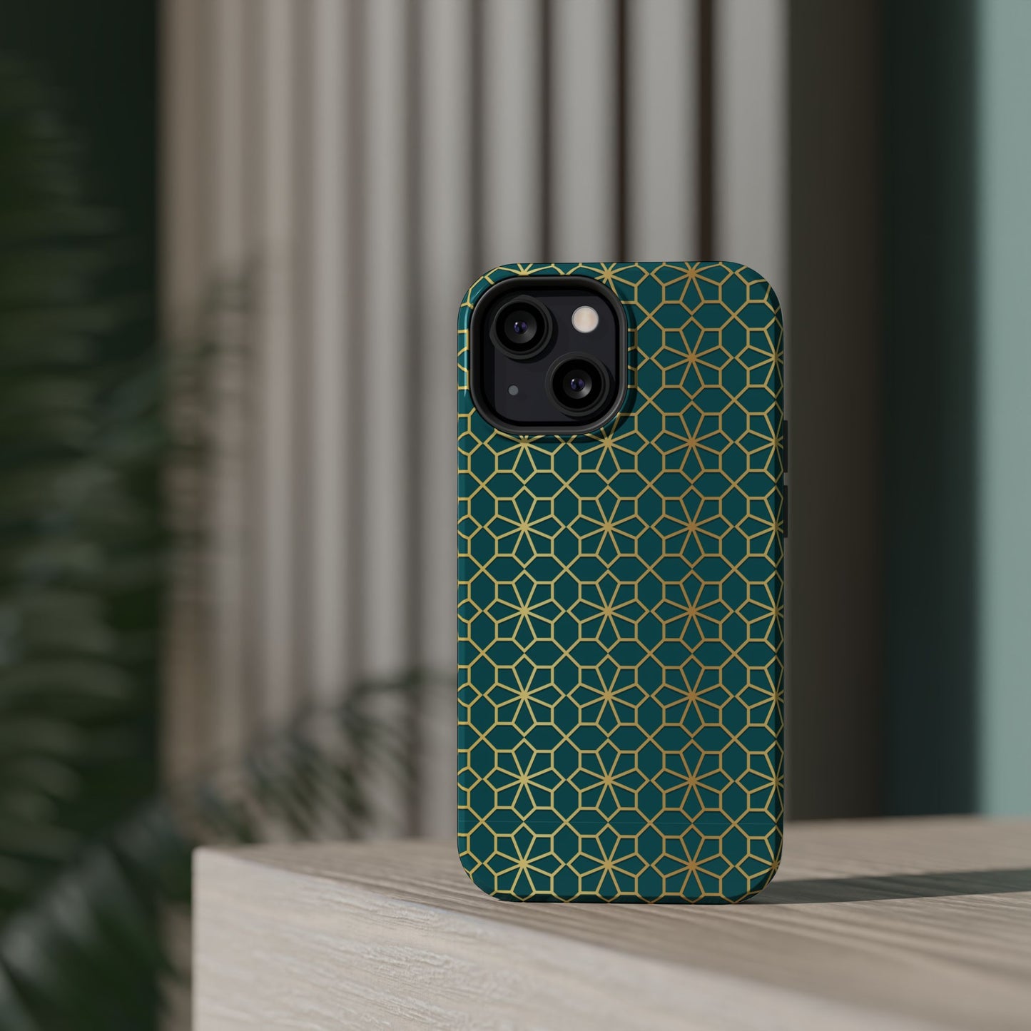 Gold and Green Flower Design - Iphone Magnetic Tough Case