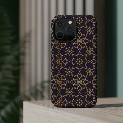 Gold and Purple Geometric Design Iphone Magnetic Tough Case