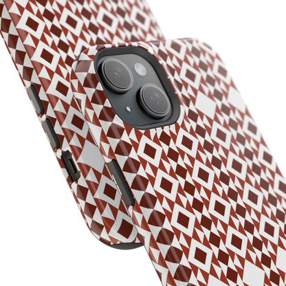 Red and White geometric Design Iphone Magnetic Tough Case