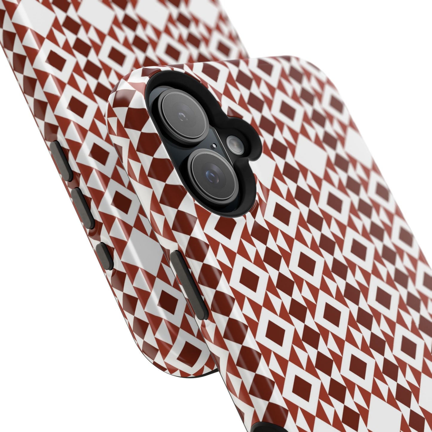 Red and White geometric Design Iphone Magnetic Tough Case