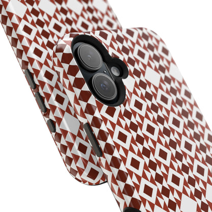 Red and White geometric Design Iphone Magnetic Tough Case