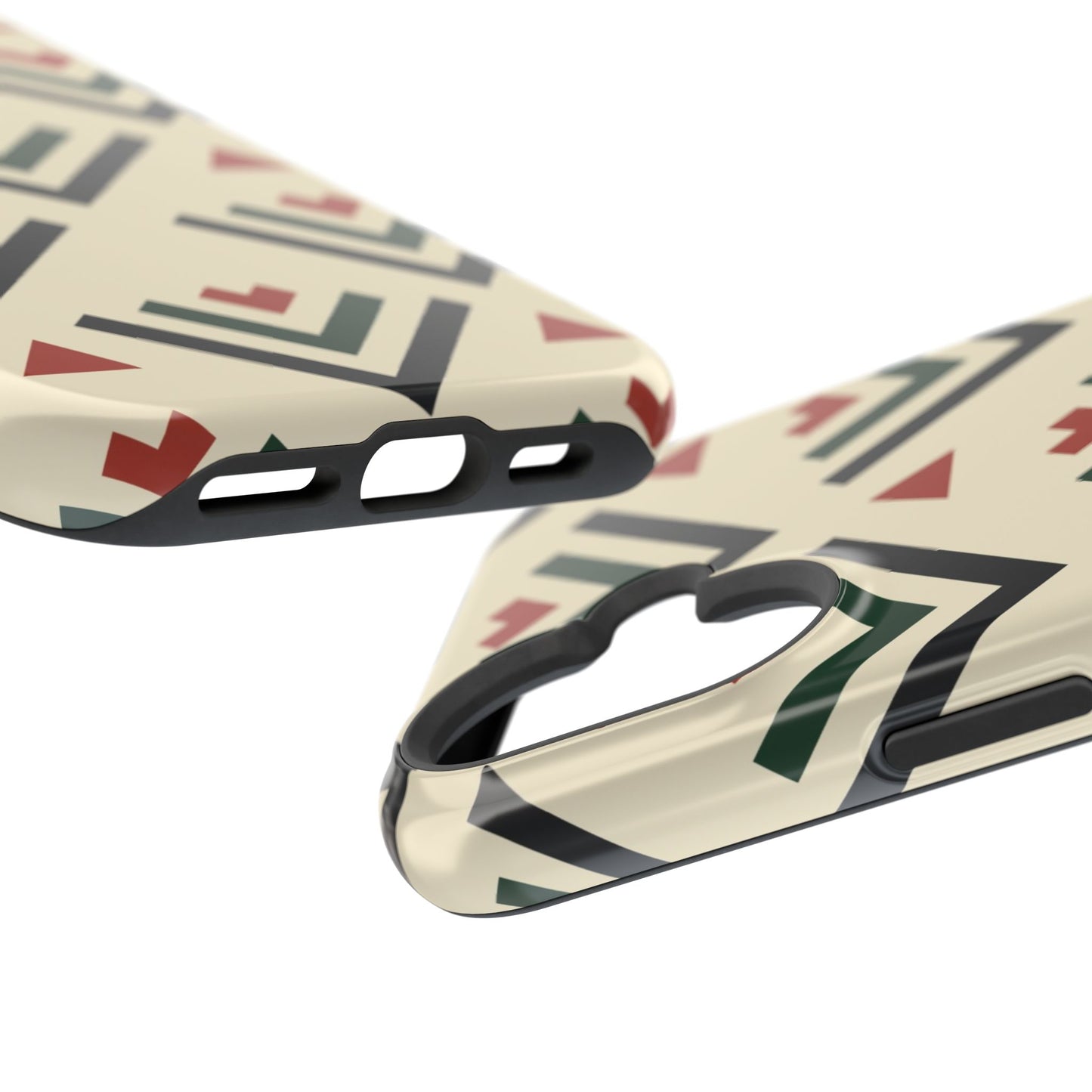 Red Black Green Geometric Design Iphone Magnetic Tough Case