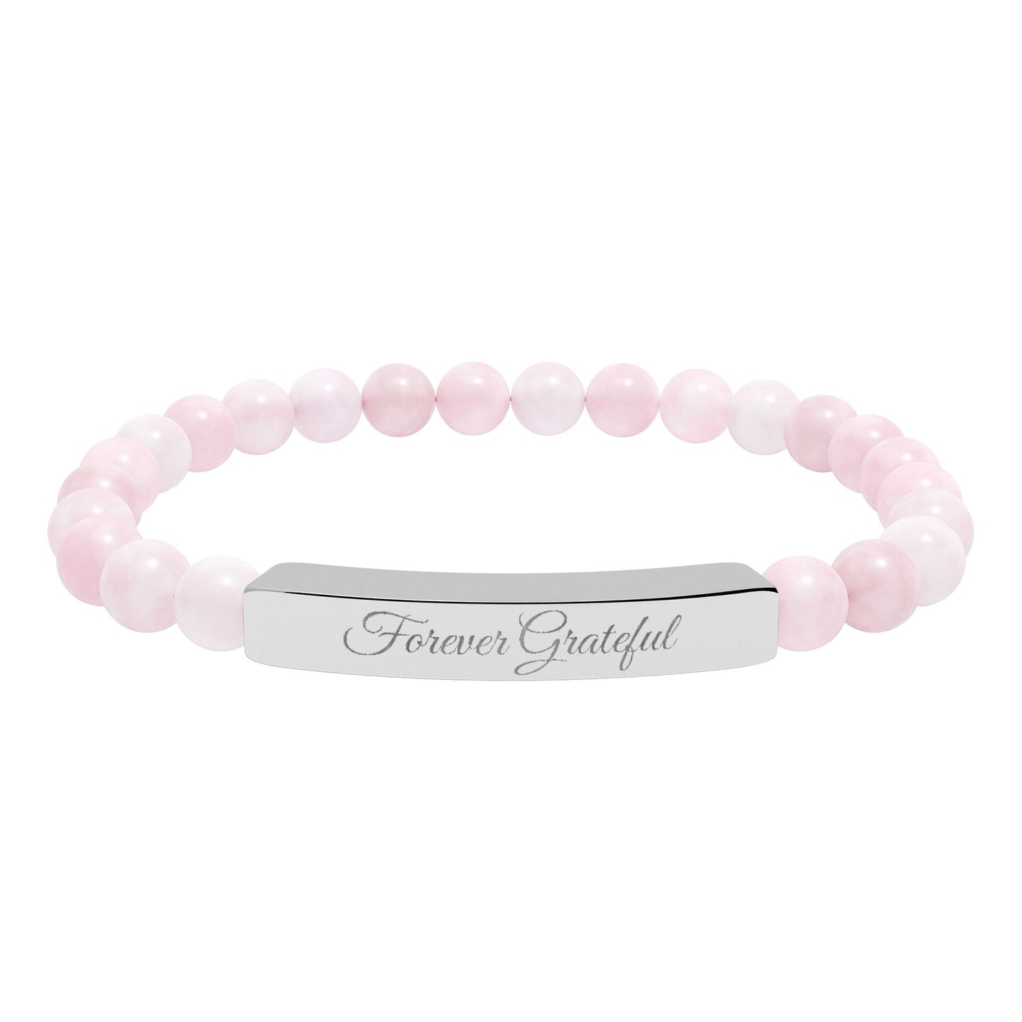 “Forever Grateful” Engraved -Natural Stone Bracelet