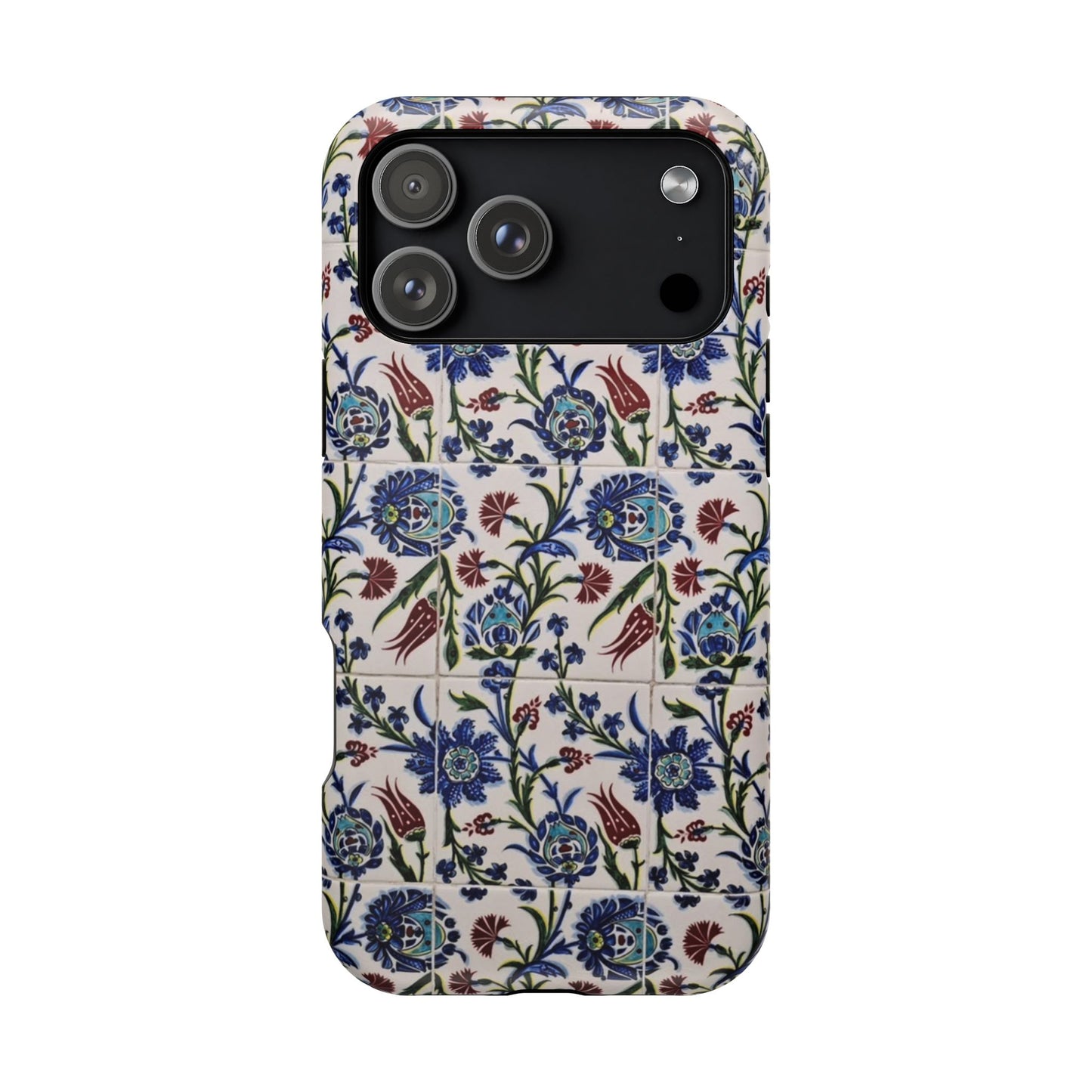 Blue ceramic Floral Design - Iphone Magnetic Tough Case