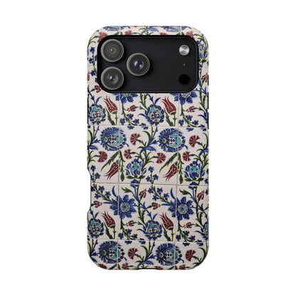 Blue ceramic Floral Design - Iphone Magnetic Tough Case