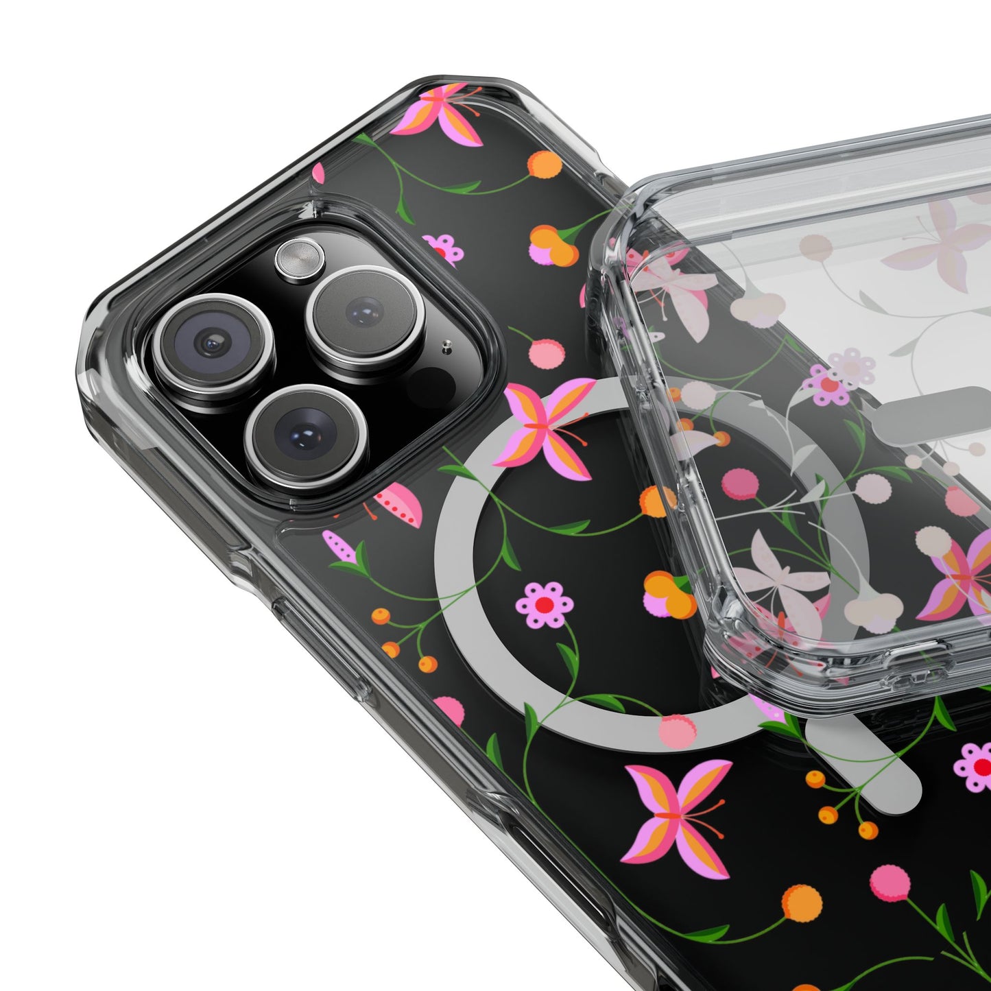 Pink Floral Garden  MagSafe Clear Phone Case
