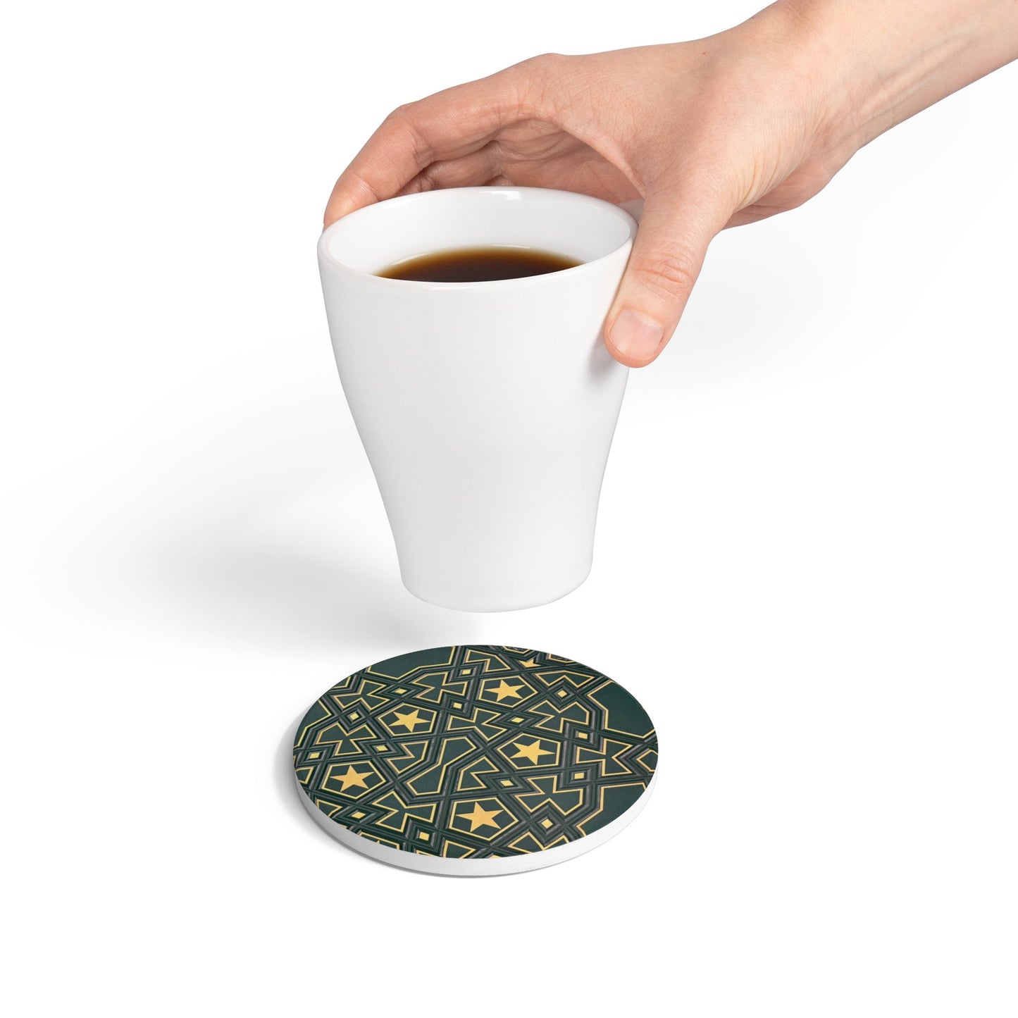 Masjid Al-Haram Pattern Ceramic Coaster, Stylish Drinkware, Home Decor, Gift for Housewarming, Coffee Table Accessory