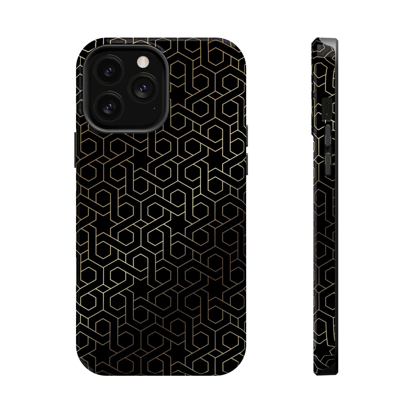 Black and Gold ⭐️ Geometric Design Iphone Magnetic Tough Case