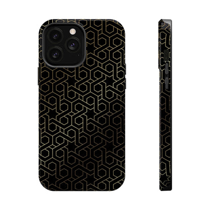 Black and Gold ⭐️ Geometric Design Iphone Magnetic Tough Case