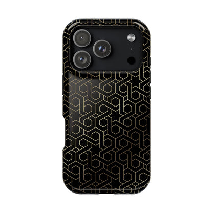 Black and Gold ⭐️ Geometric Design Iphone Magnetic Tough Case