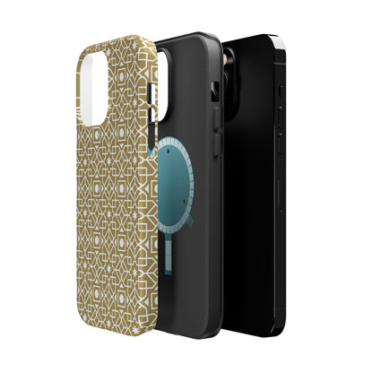 Beige and Gold Geometric Design Iphone Magnetic Tough Case
