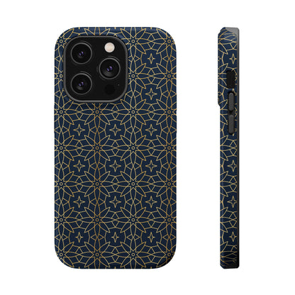 Navy and Gold Geometric Design Iphone Magnetic Tough Case