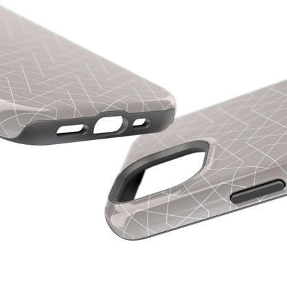 Beige and white geometric  Design - Iphone Magnetic Tough Case