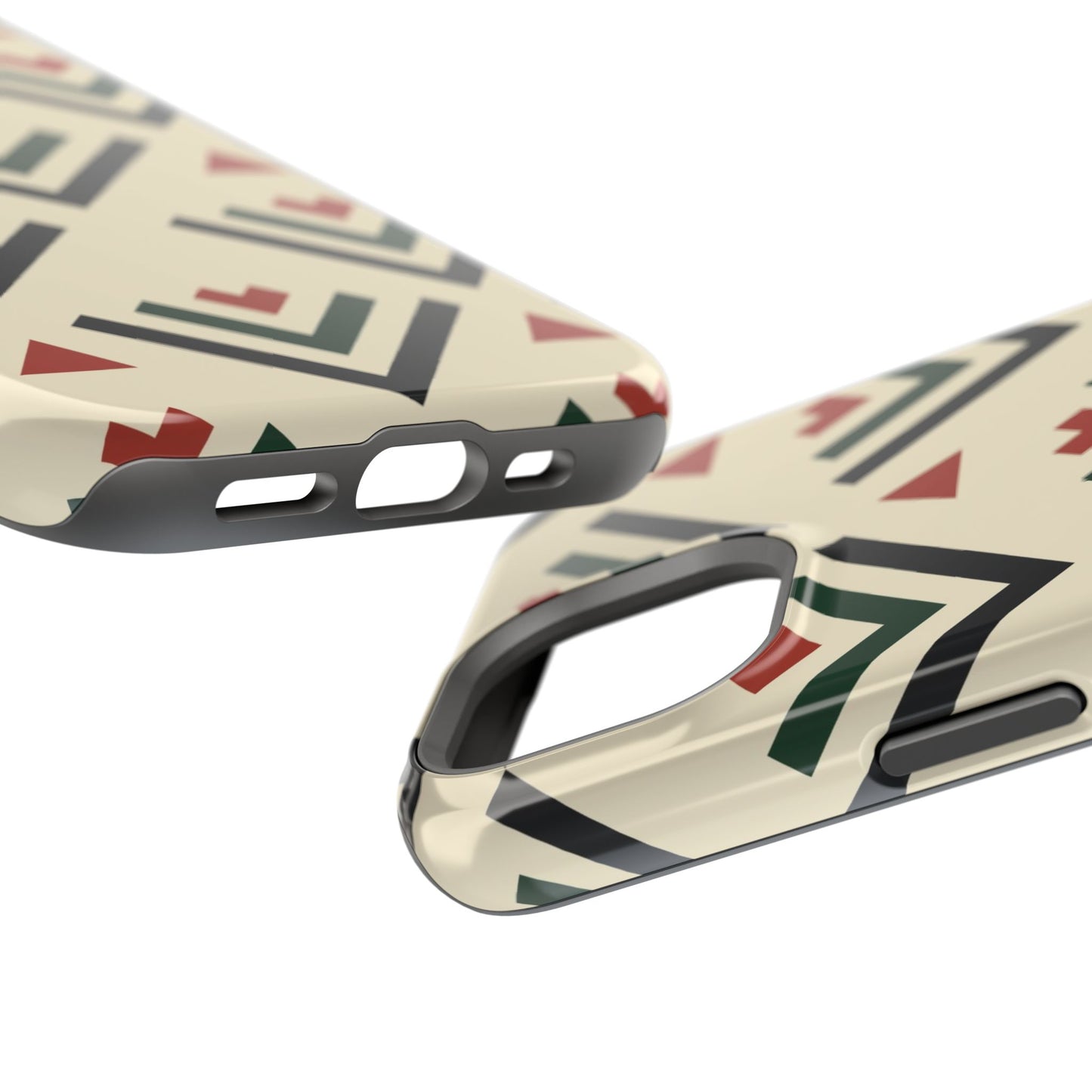 Red Black Green Geometric Design Iphone Magnetic Tough Case